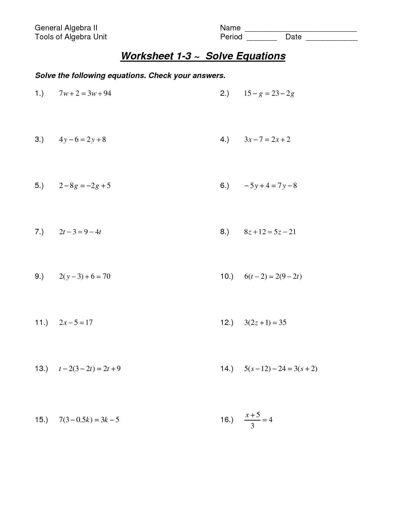 Solve for Success: Multi-Step Equations Algebra 1 Worksheet