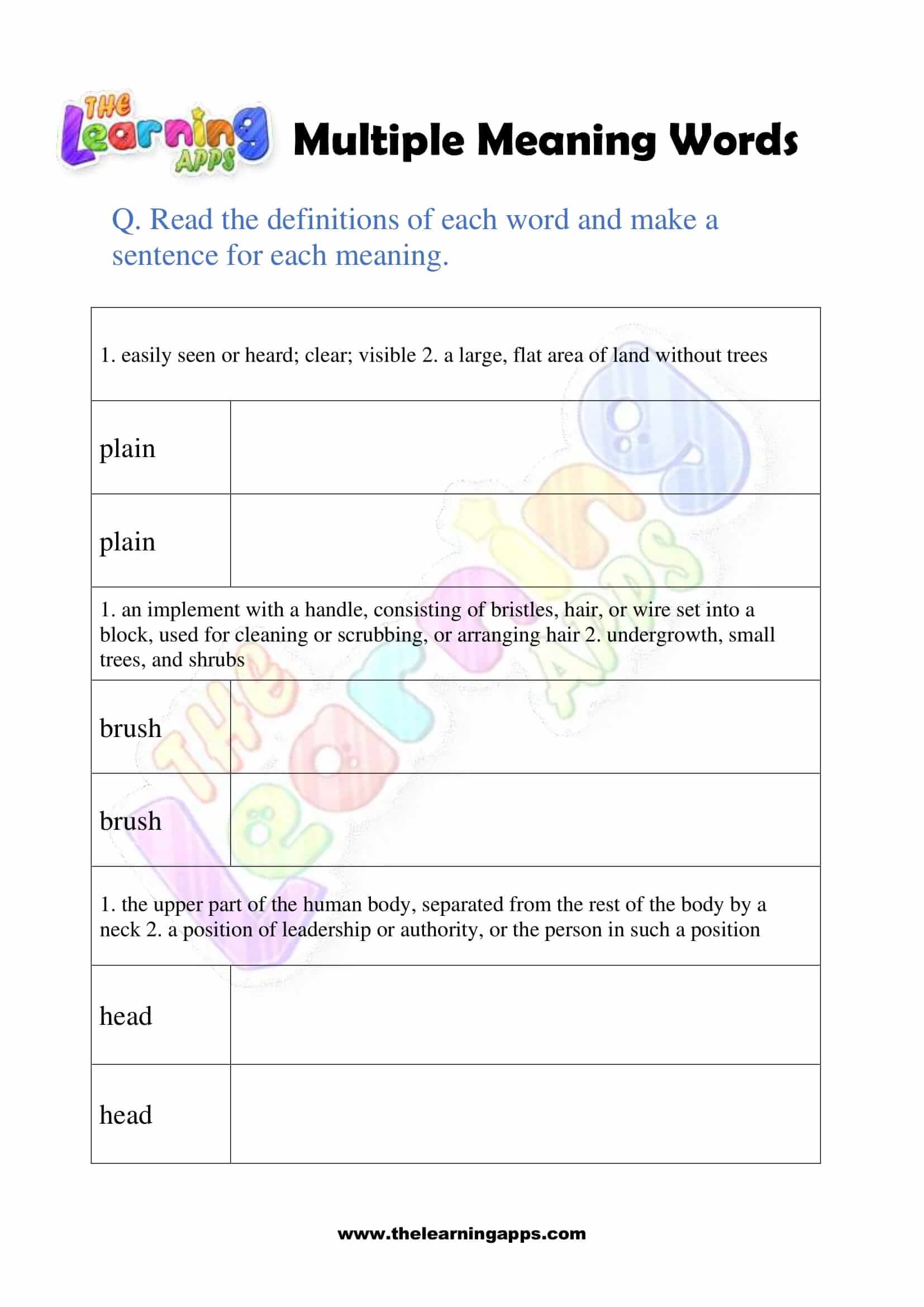 Multiple Meaning Words Worksheets for Smart Learners