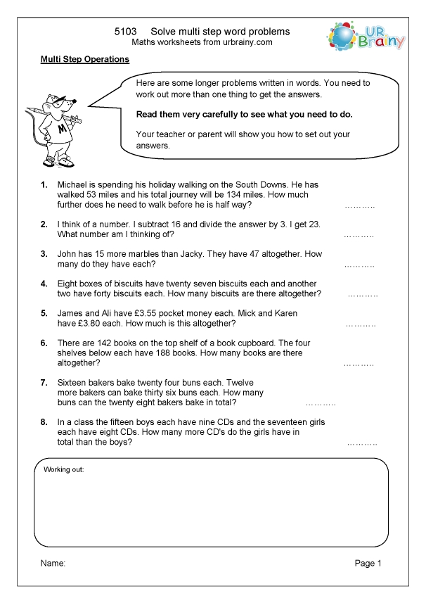 Multiple Step Word Problem Worksheets Worksheets Library