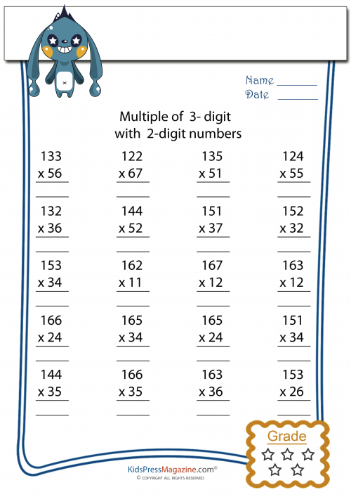 5 Free Multiplication 3x2 Worksheets