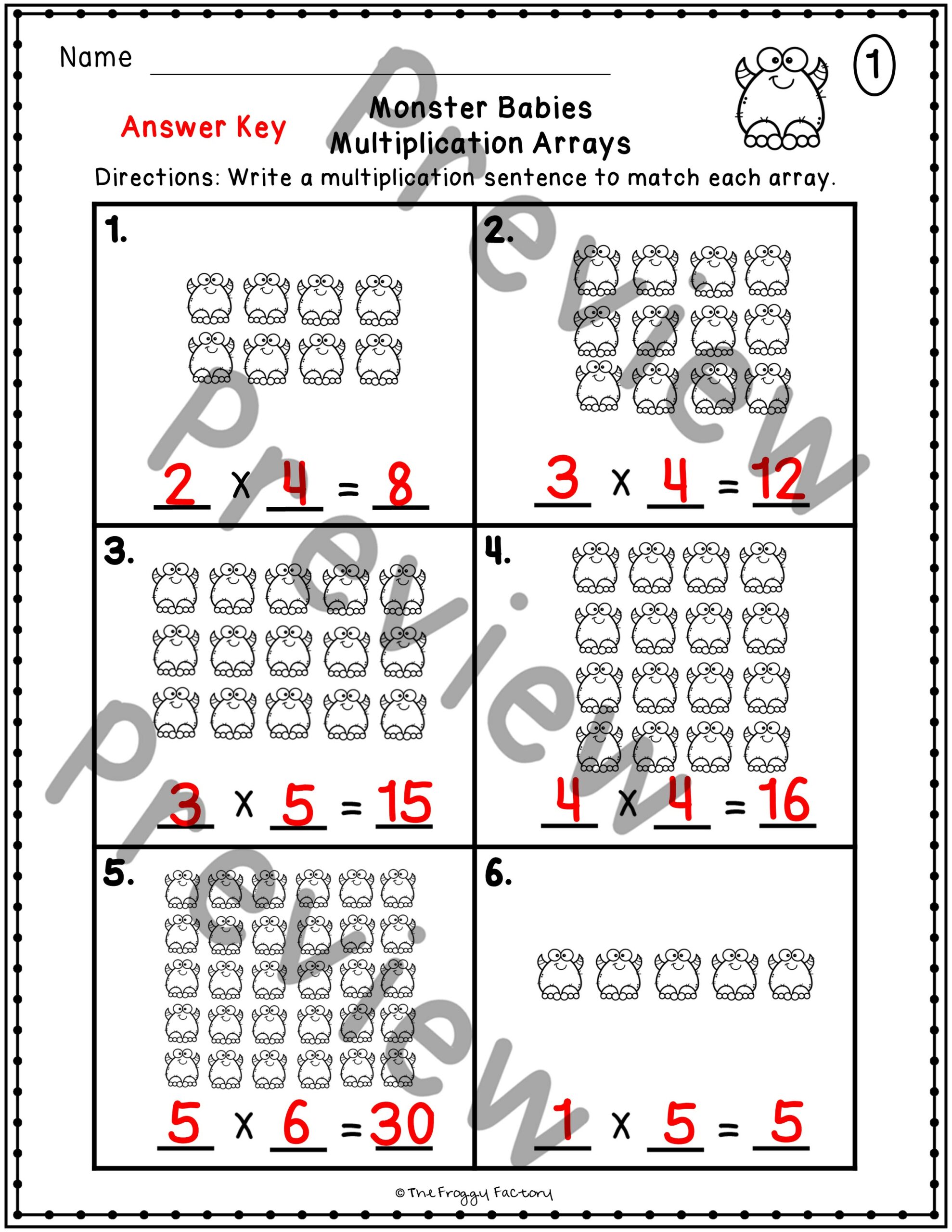 Multiplication Arrays Worksheet for 3rd Grade Math Practice