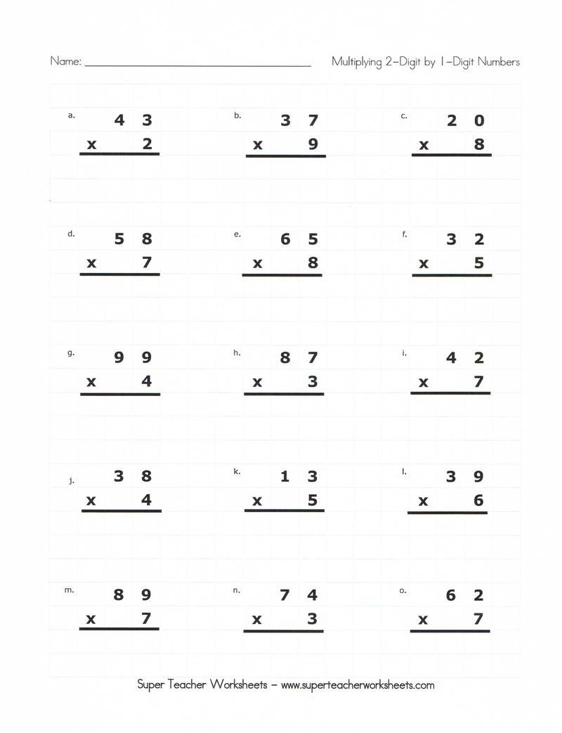 Multiplication By 2 Digits Worksheets