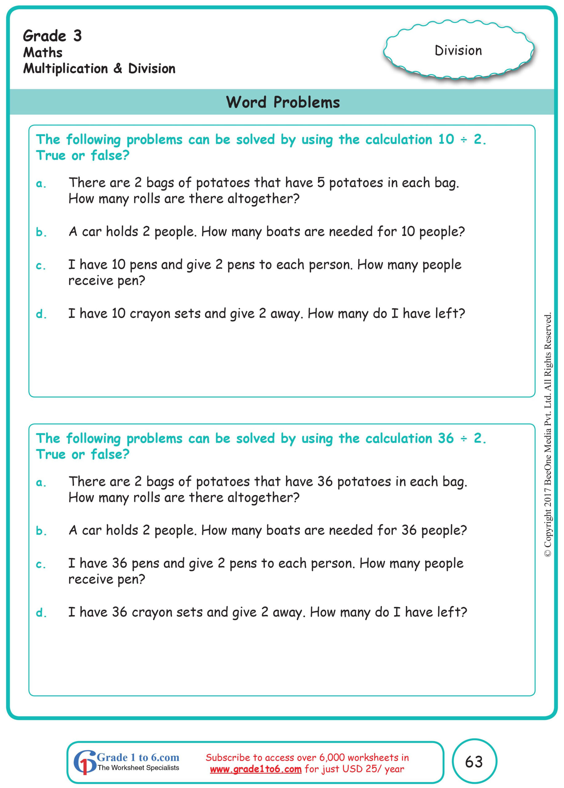 Multiplication and Division Worksheets for Kids