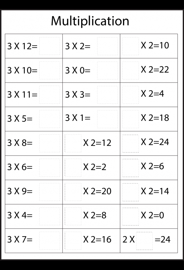 Multiplication Facts 2 3 4 5 6 7 8 9 Amp 12 Nine Worksheets Free Printable Worksheets