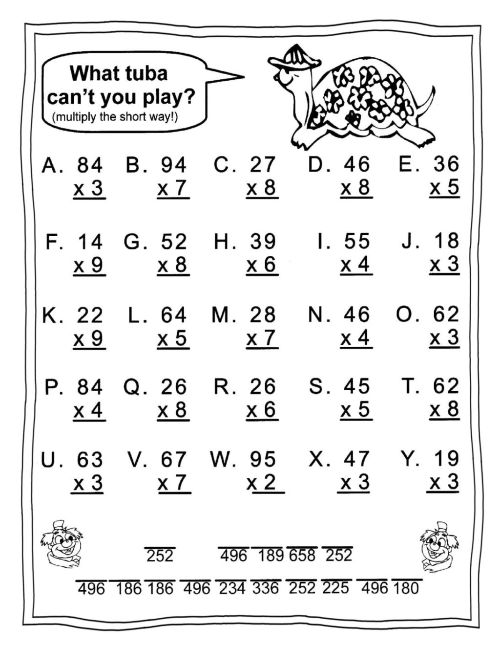 Multiplication Fun Worksheets for Kids to Practice Math Skills