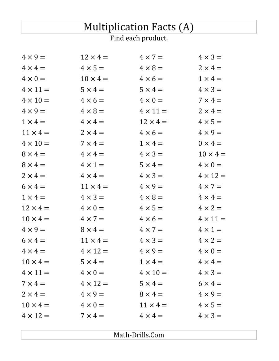 Multiplication Practice Sheets 4S Multiplication Worksheets