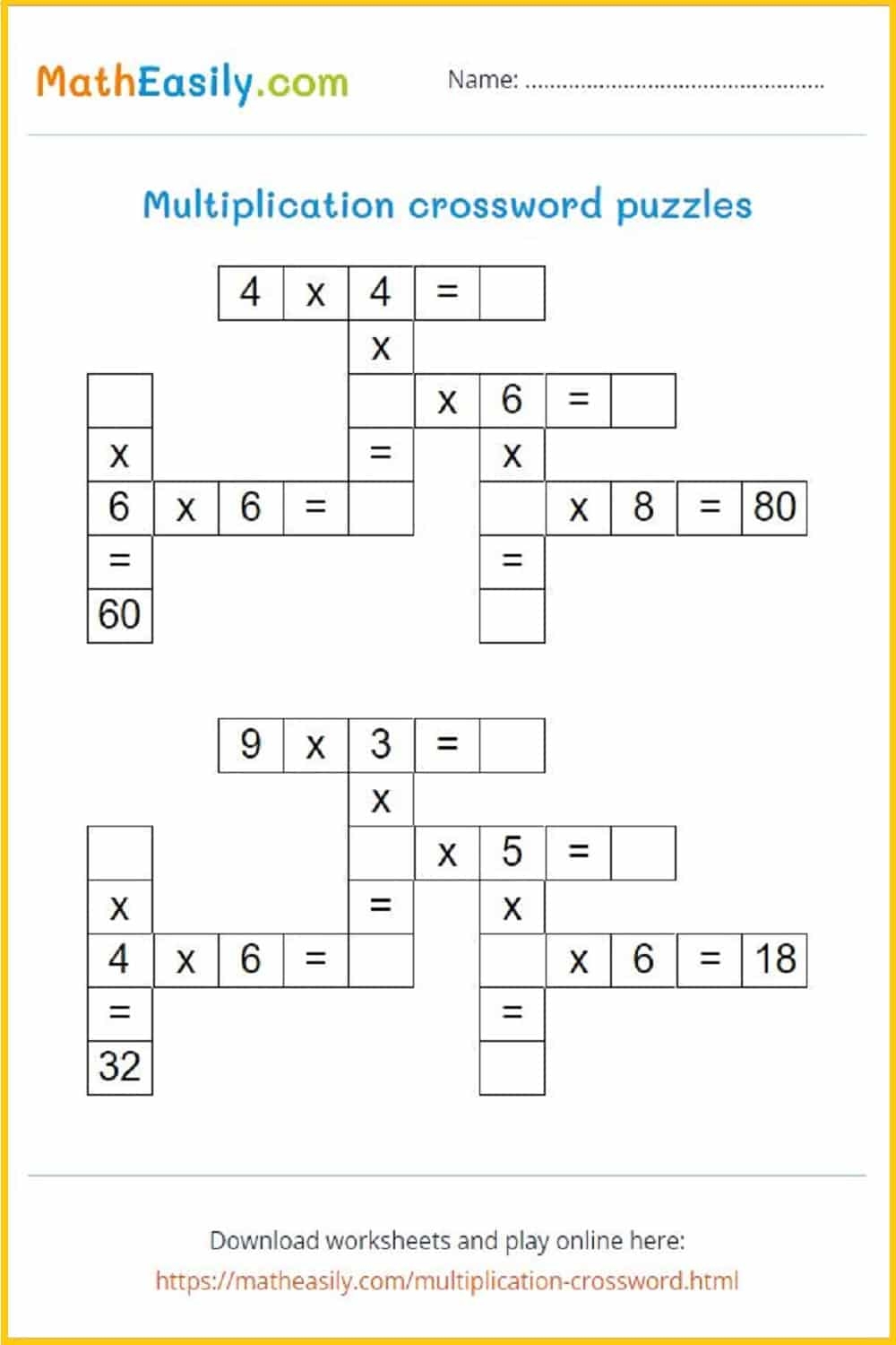 Multiplication Puzzle Worksheets for Fun Learning