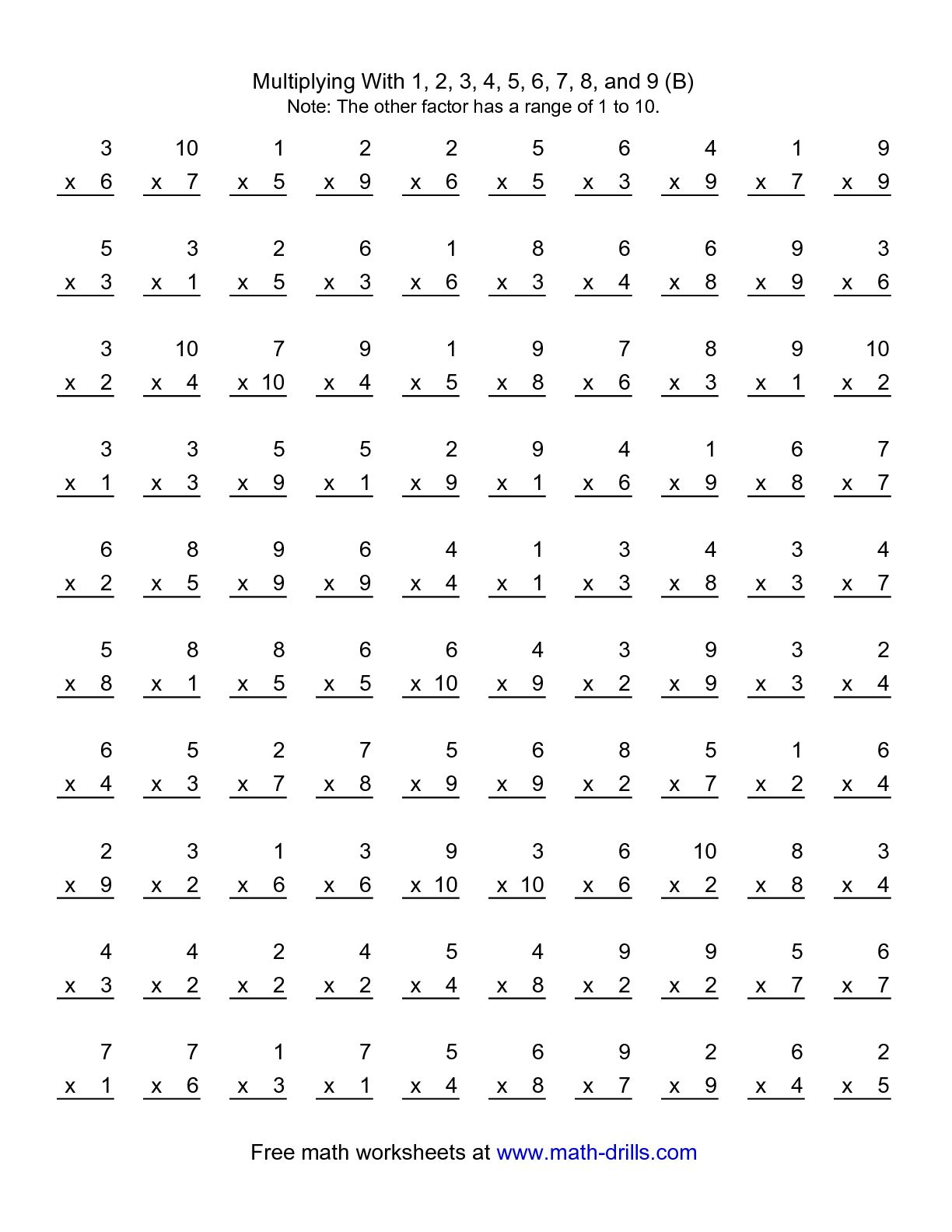 Multiplication Test 0 12 Free Printable