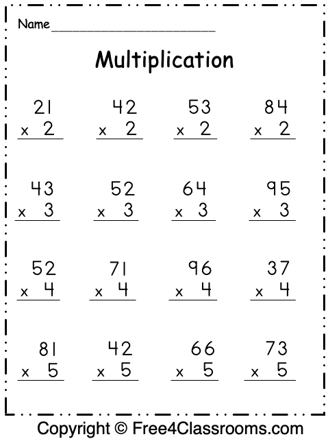 Multiplication Two Digit by One Digit Worksheets Made Easy