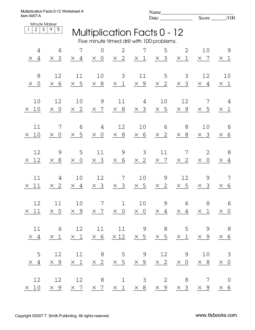 Multiplication Worksheets 9 Examples Format Pdf