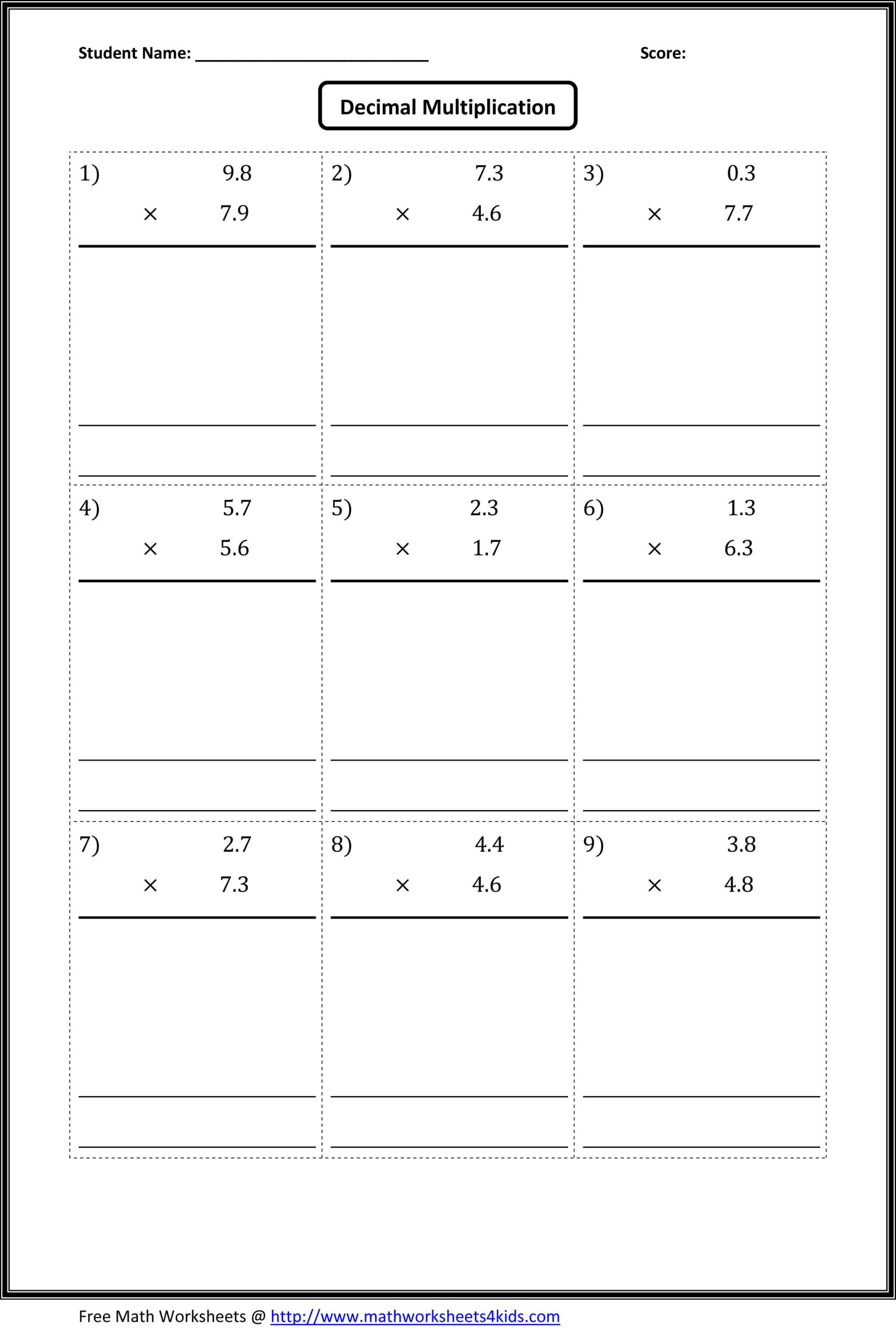 Multiplication with Decimals Worksheets Made Easy