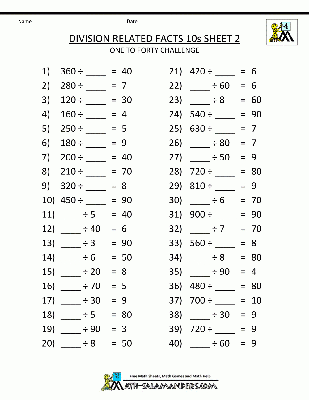 Multiplication Worksheets For 4Th Grade