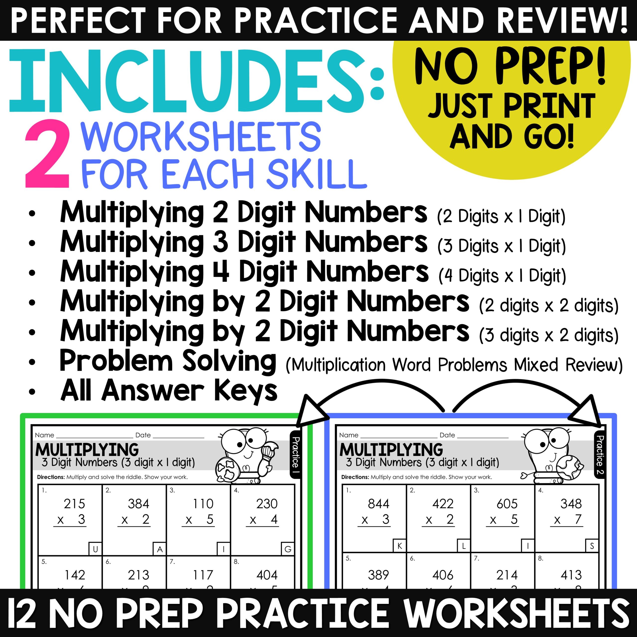 Multiply Multi Digit Numbers Made Easy Worksheet