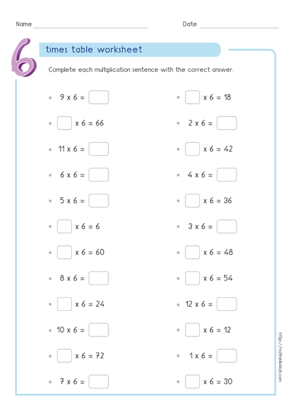 Multiply With Ease Times Tables Chart 6 10