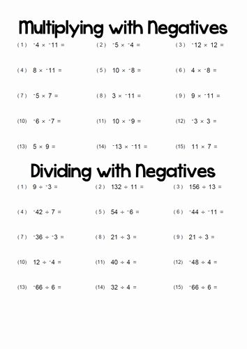 Multiplying and Dividing Integers Made Easy Worksheet