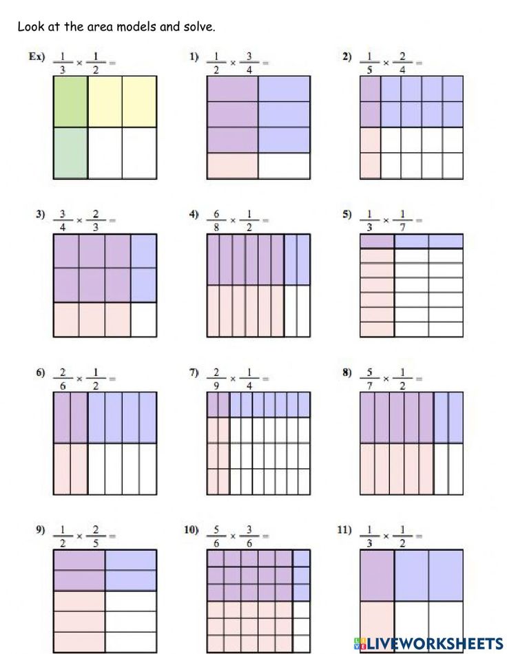 Multiplying Fractions Made Easy with Area Model Worksheet