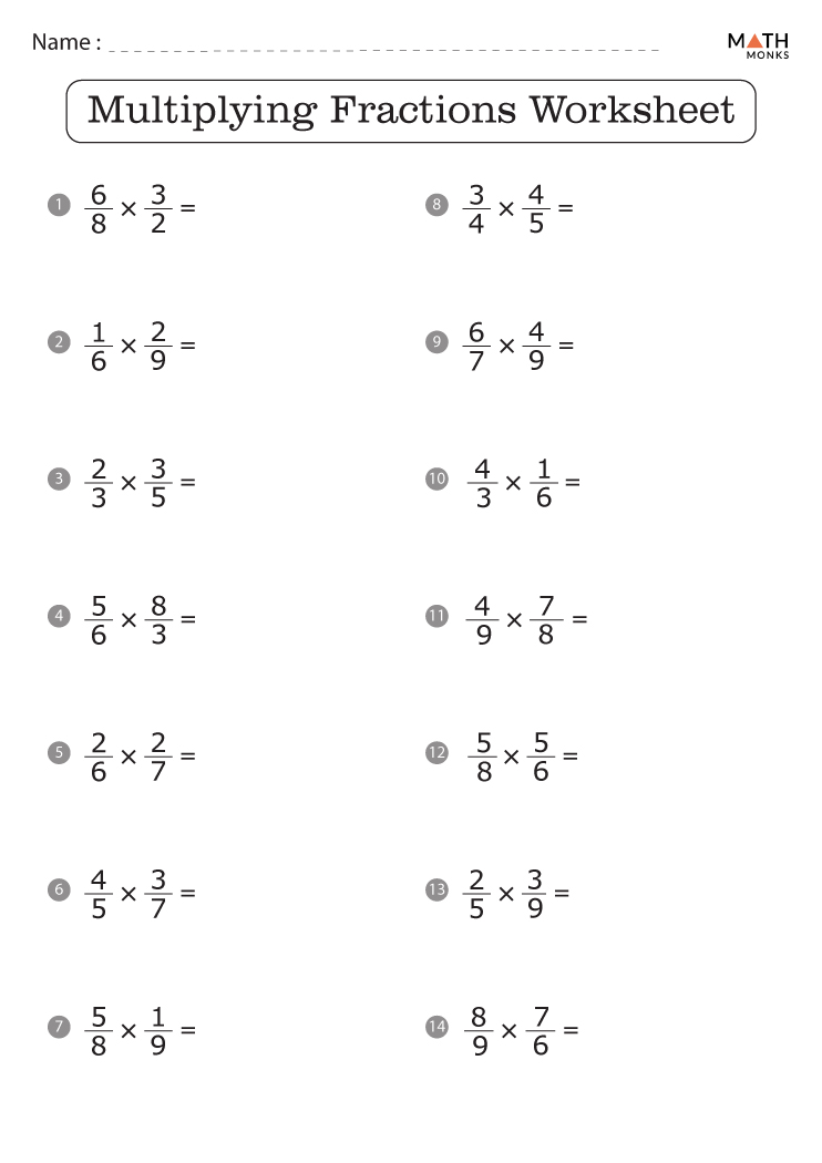 Multiplying Fractions Worksheets Pdf Practice Sheets For Fraction