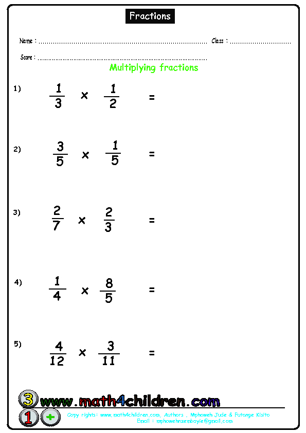 5 Ways to Master Multiplying Fractions Worksheets