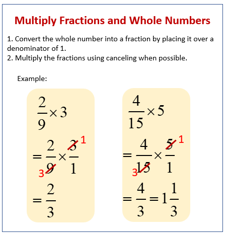 Multiplying Whole Numbers By Fractions Worksheet