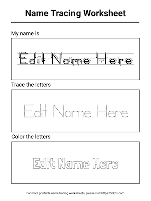 Name Trace Worksheet Generator for Kids