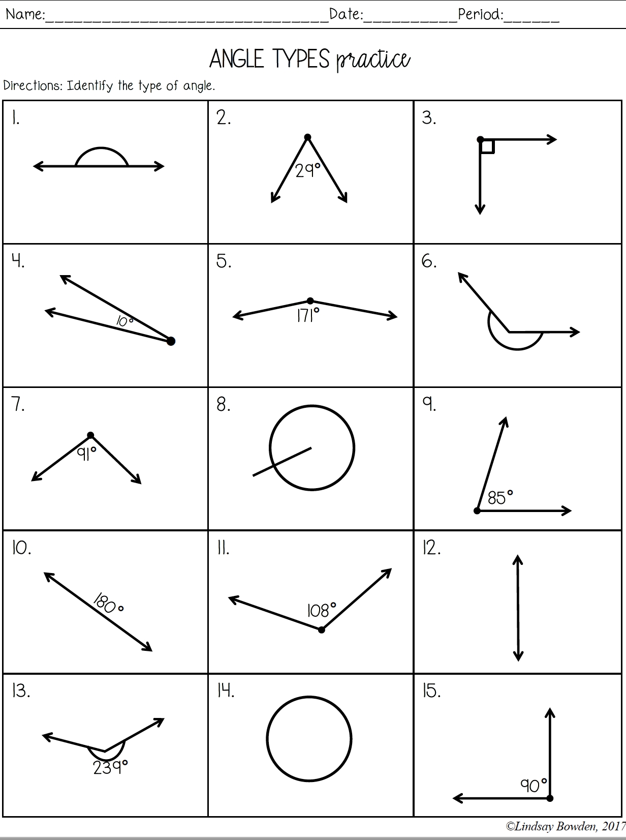 Angles Worksheet: Identify and Name Angles with Ease