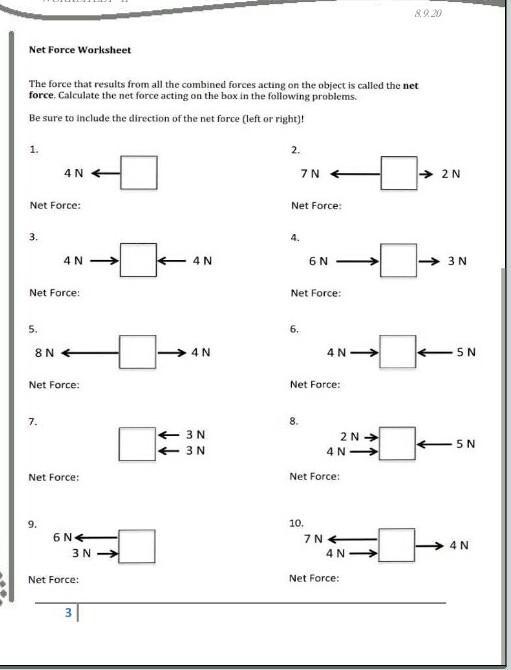 Net Force Worksheet Answers for Physics Success