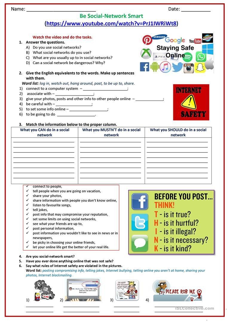 Networks Worksheet Answer Key