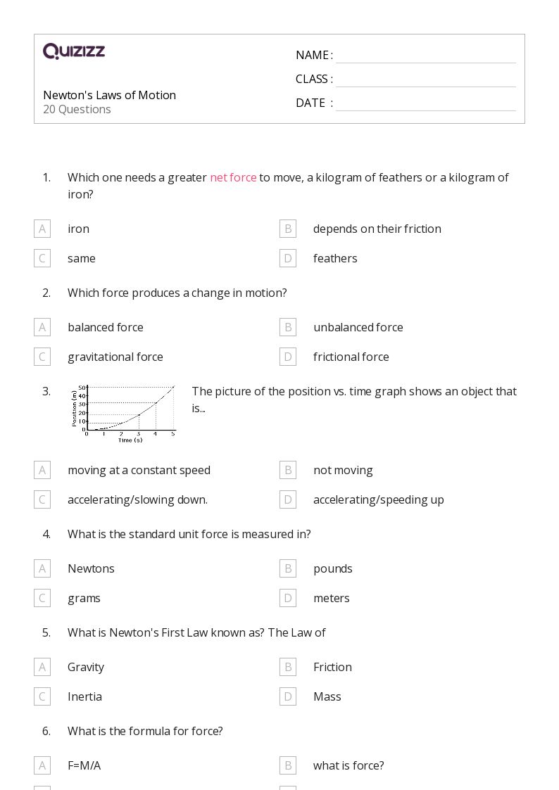 7 Essential Worksheets for Mastering Newton's Laws