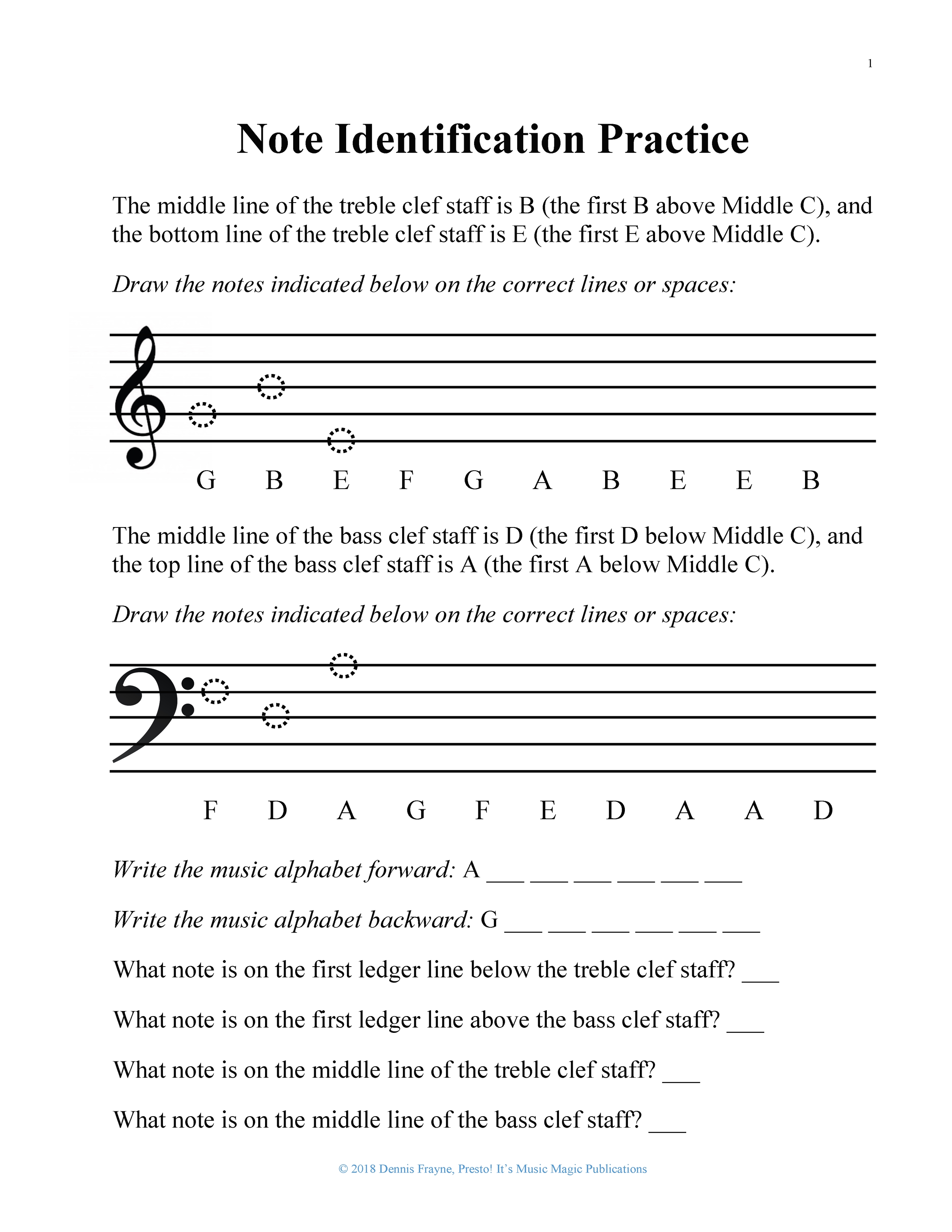 Note Naming Worksheets