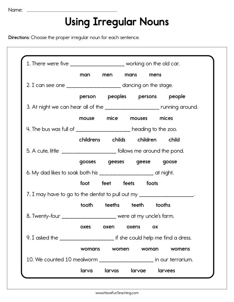 Grade 3 Nouns Worksheet Fun Activities and Exercises