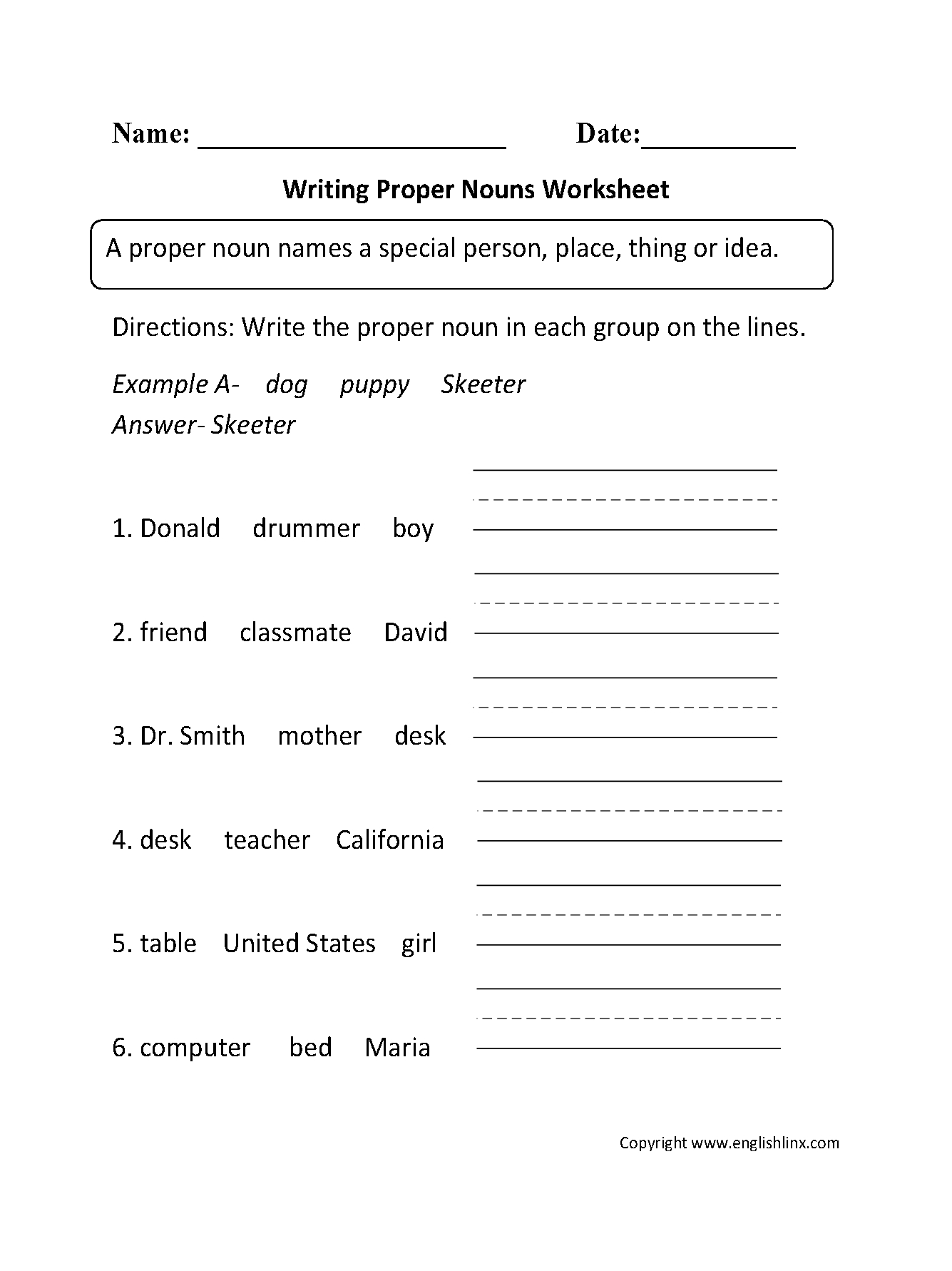 Nouns Worksheets Proper And Common Nouns Worksheets