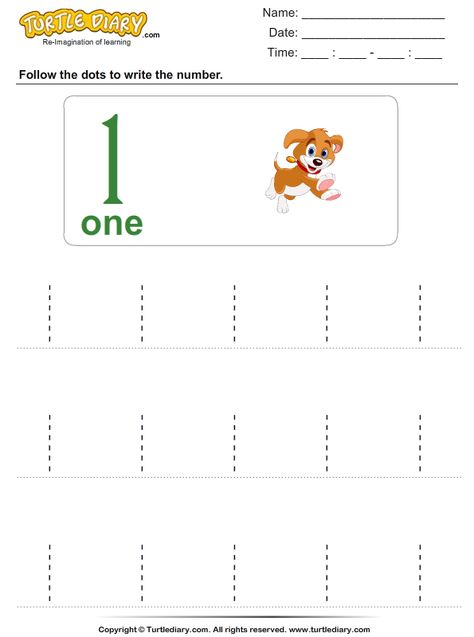 Number 1 Tracing Worksheet for Preschool Fun