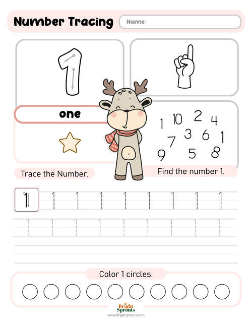 Number 1 Worksheet for Kids Math Practice Fun