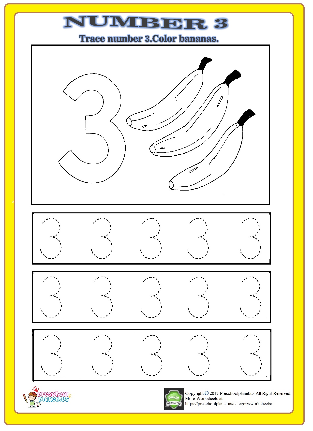 Number 3 Worksheet