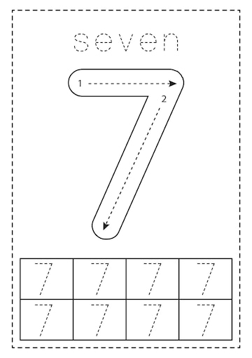 Number 7 Tracing Worksheets