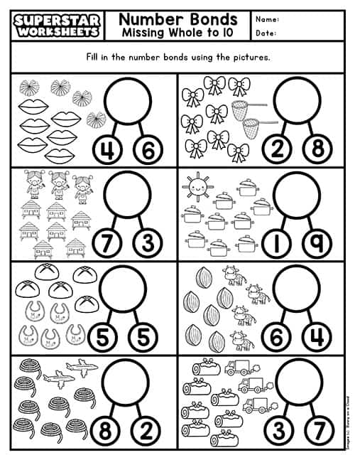 Number Bonds Worksheets Superstar Worksheets