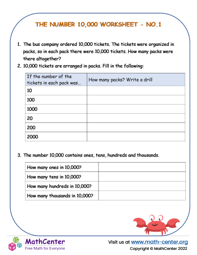 Number To 10000 Worksheet