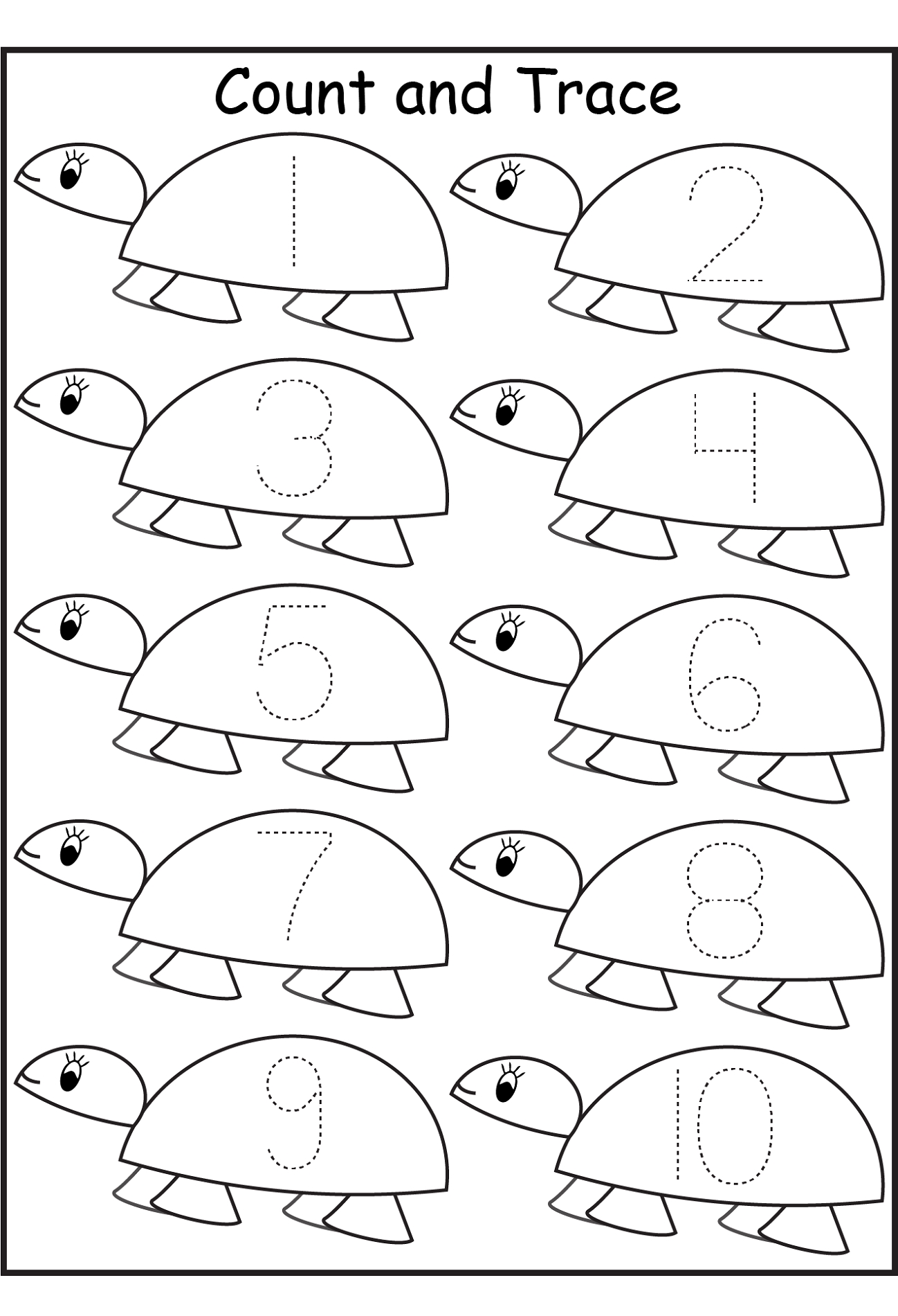 Number Trace Worksheets For Kids Activity Shelter