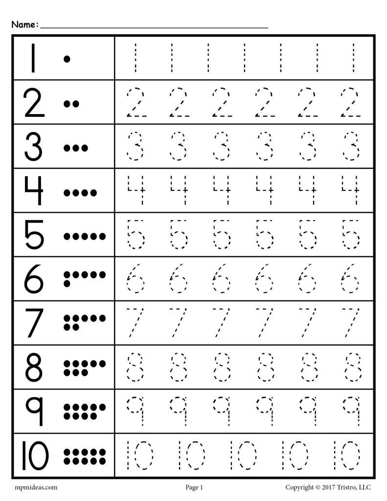 Number Tracing Worksheets For Preschoolers The Teaching Aunt