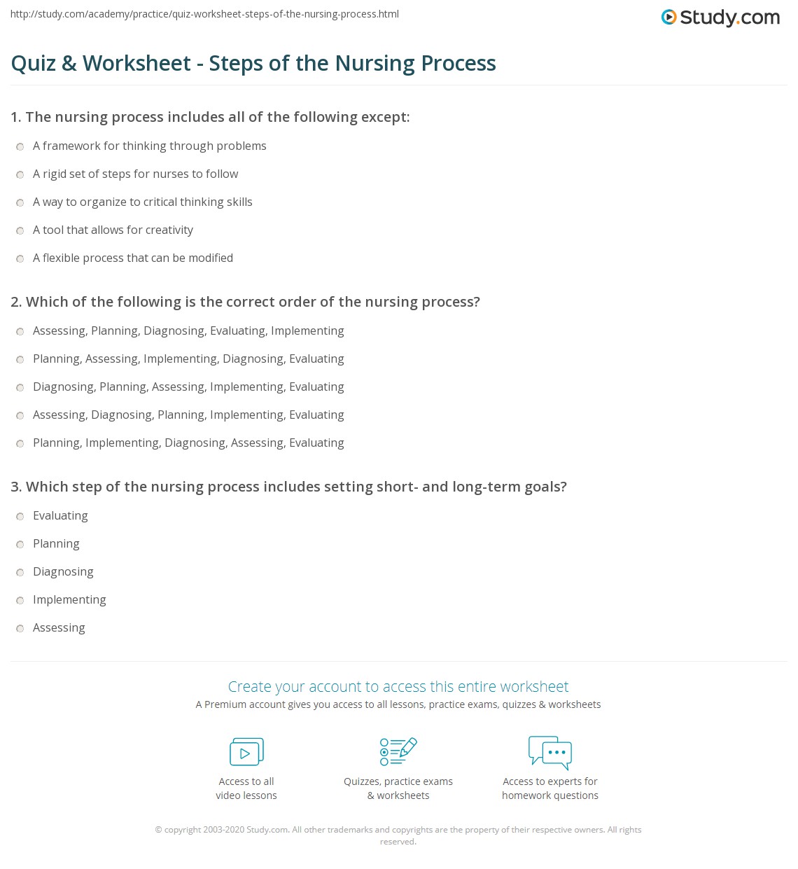 Nursing Process Worksheet 2 Pdf Course Hero