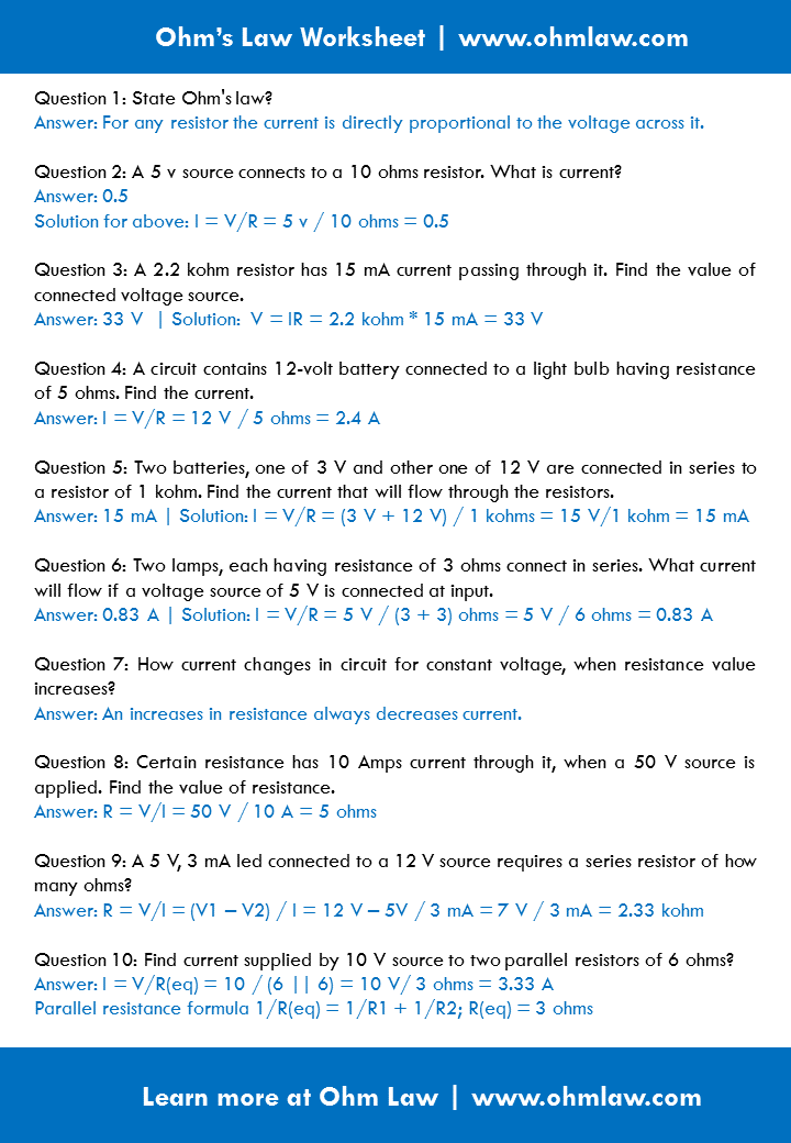 Mastering Ohm's Law with Practice Problems and Answers