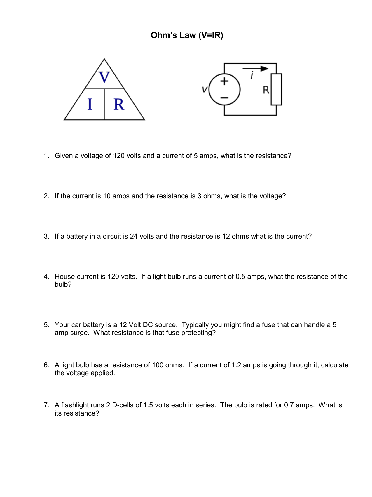 Solve Circuits Easily with Ohm's Law Worksheets and Answers