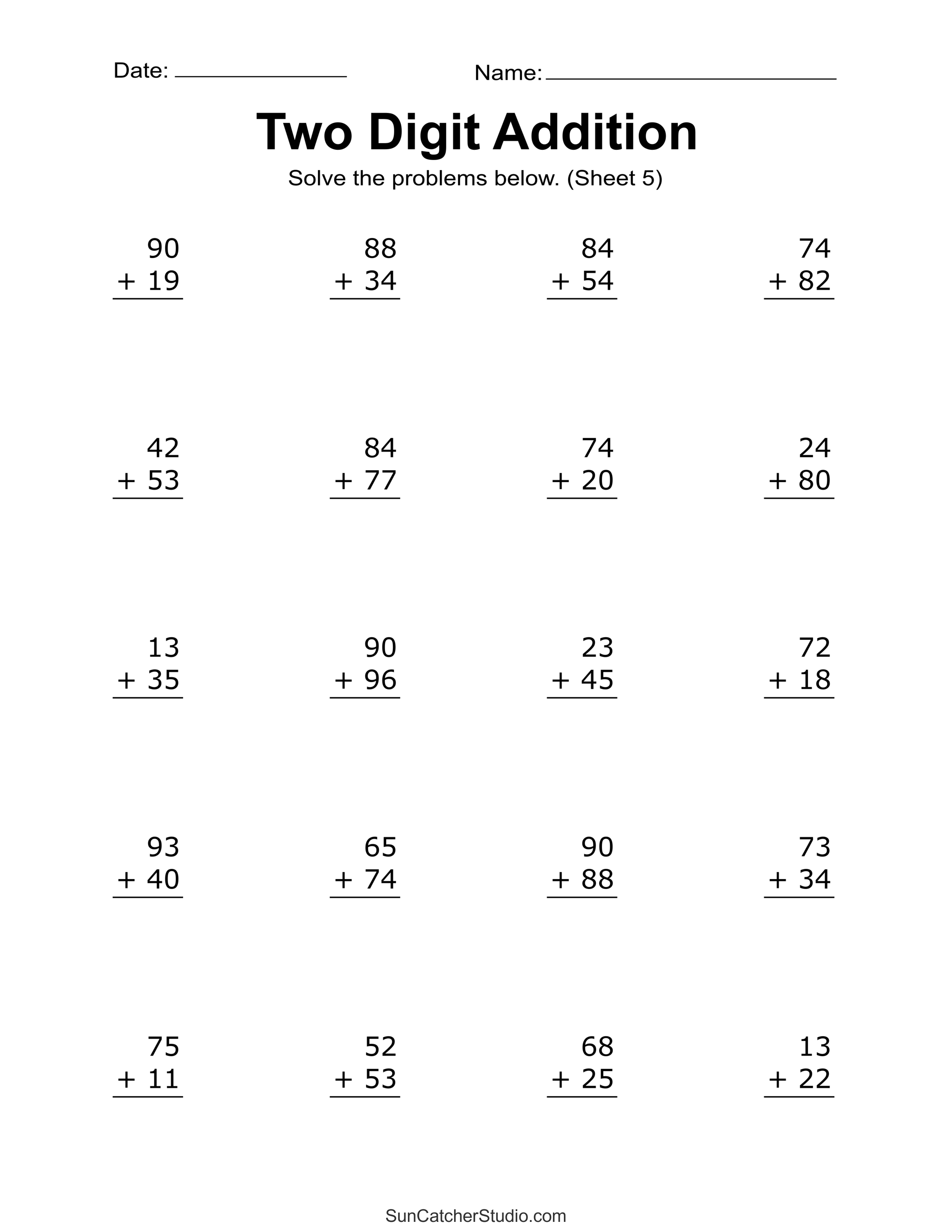 Easy One Digit Addition Worksheets for Kids