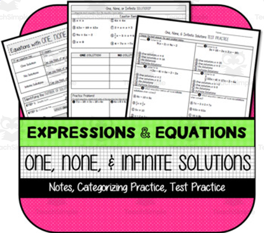 One Solution No Solution Infinite Solutions Worksheet Examples