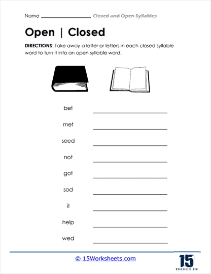 Mastering Phonics: Open and Closed Syllable Worksheets