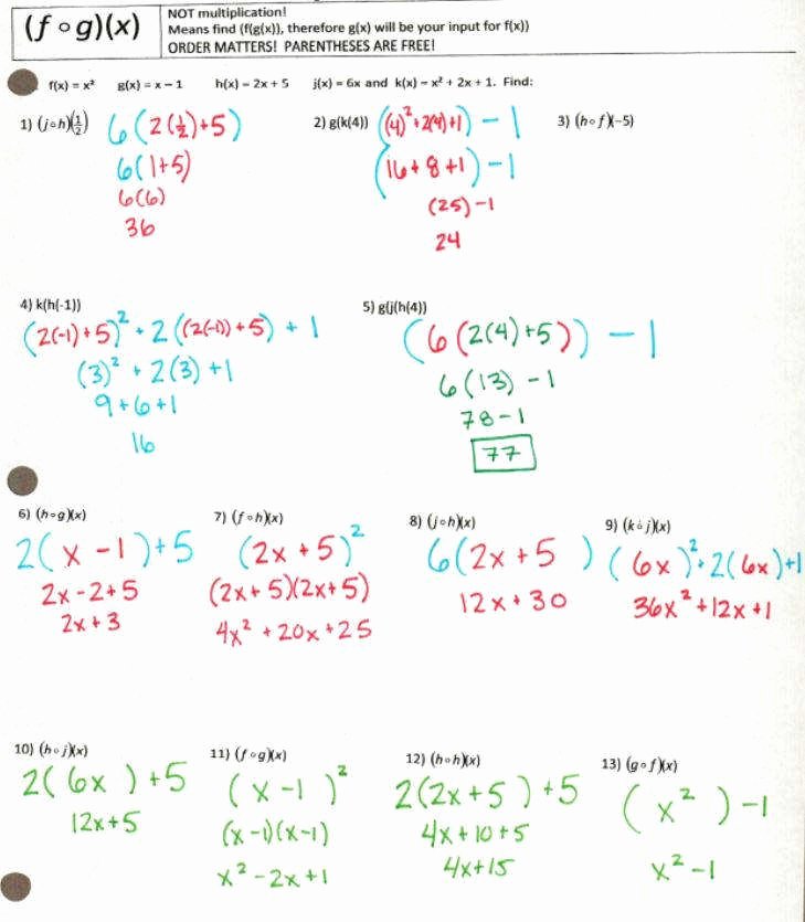 Operations On Functions Worksheet