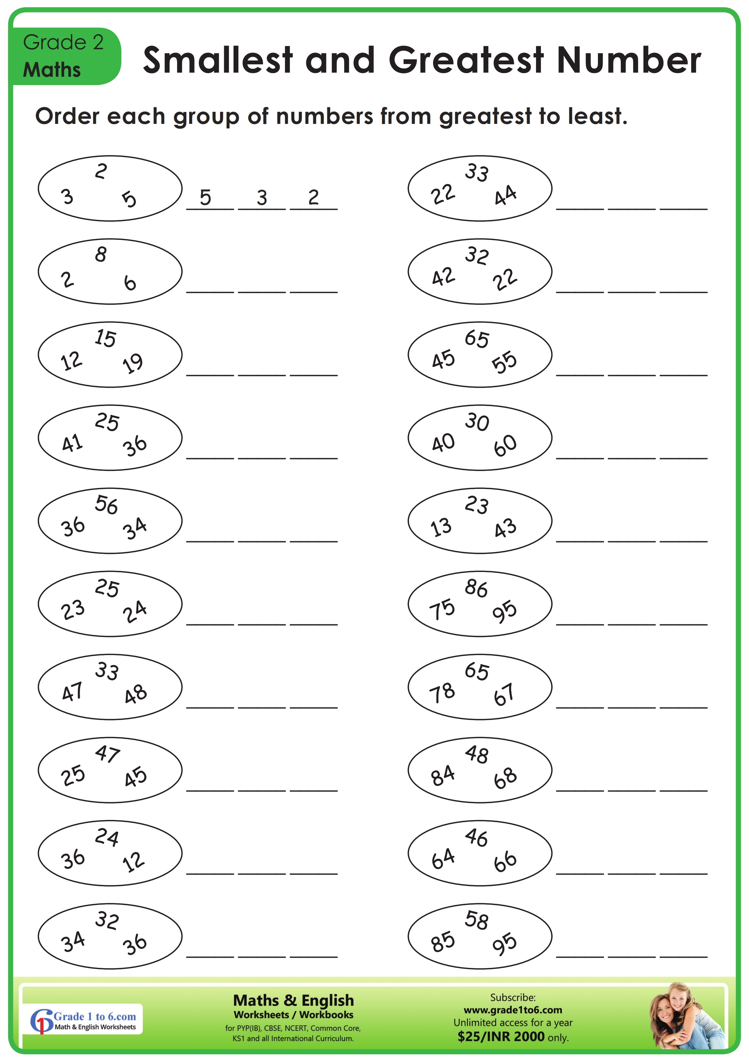 Order Numbers From Least to Greatest Practice Worksheet