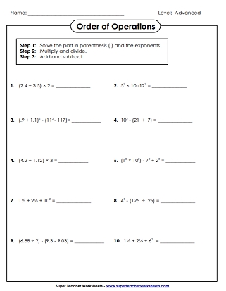 5 Ways to Master Order of Operations Worksheets