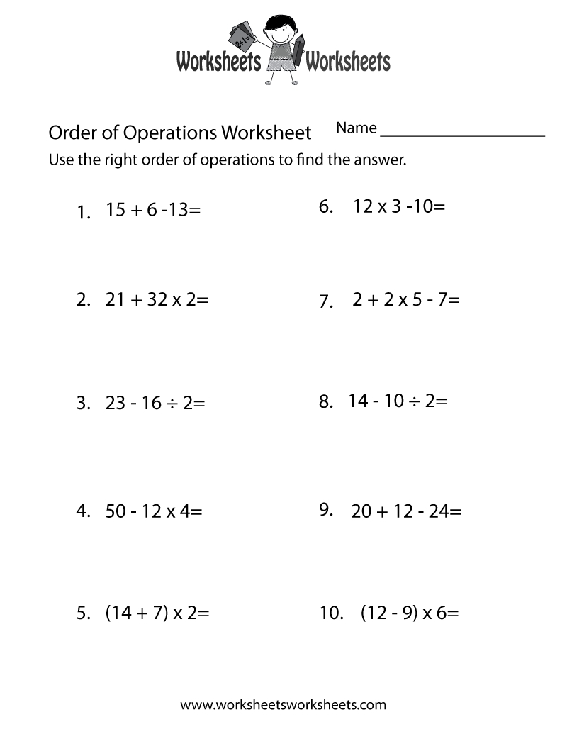 Order Of Operations Practice Worksheet Math Love Worksheets Library