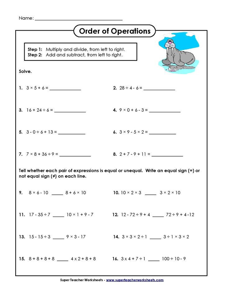 Grade 6 Order of Operations Worksheet Made Easy